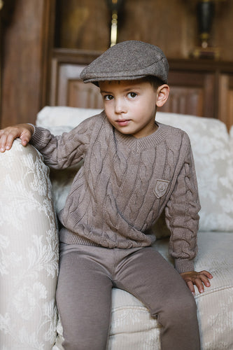 Lil Legs Chunky V Neck Sweater - Misty Oat Heather