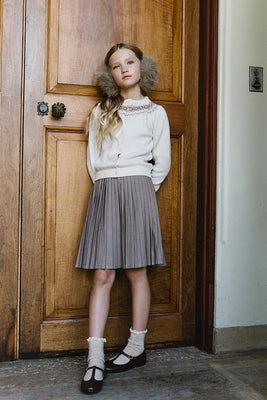 Lil Legs Knife Pleated Skirt - Misty Oat Heather