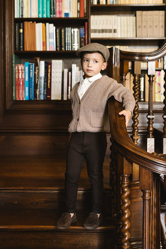 Lil Legs Grandpa Cardigan - Misty Oat