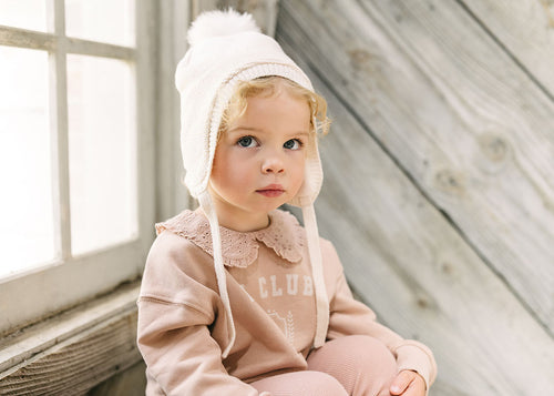 Lil Legs Varsity Crest Girls Sweatshirt Set - Bud Pink