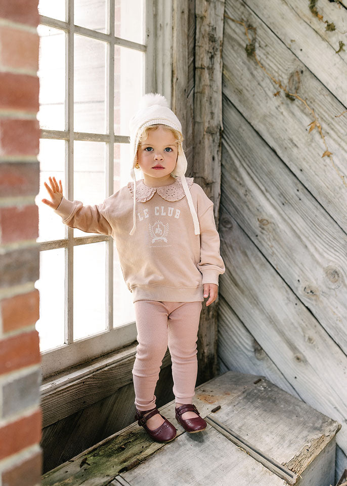 Lil Legs Varsity Crest Girls Sweatshirt Set - Bud Pink