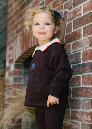 Lil Legs Fan Club Girls Sweatshirt Set - Plum/Cream