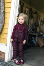 Load image into Gallery viewer, Lil Legs Rugged Threads Bubble Suspender Pants - Burgundy Denim