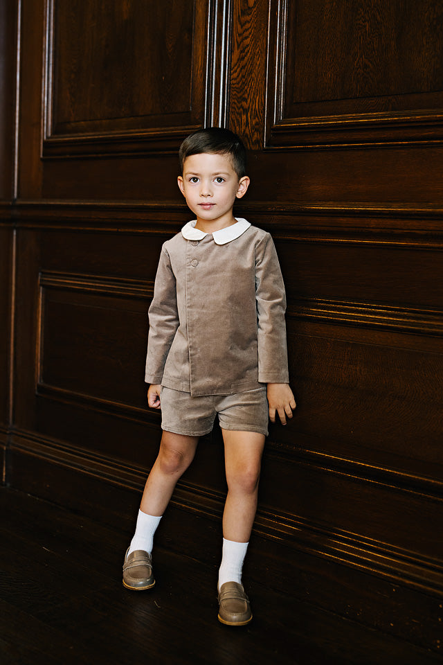Lil Legs Velvet Shorts - Misty Oat