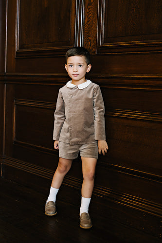 Lil Legs Velvet Shorts - Misty Oat