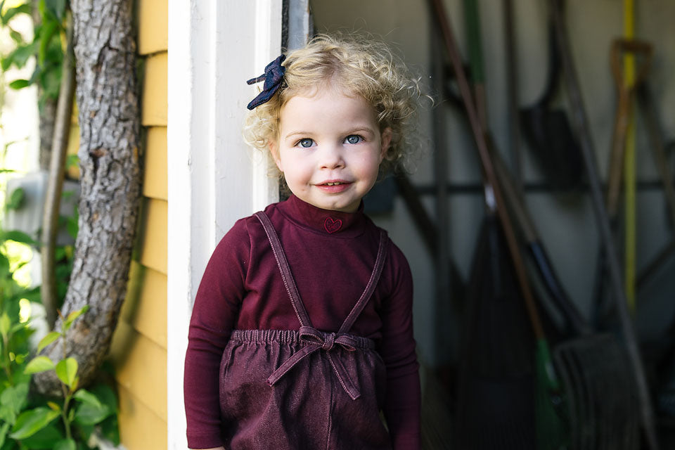 Lil Legs Rugged Threads Mockneck - Burgundy Denim