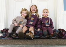 Load image into Gallery viewer, Lil Legs Girls Bear Sweatshirt Set - Washed Burgundy