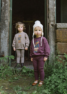 Lil Legs Varsity Bear Sweatshirt Set - Washed Brown