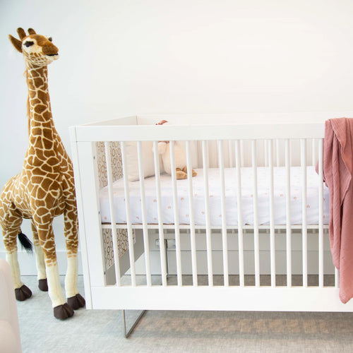 Ely's & Co Cotton Pack N Play / Portable Crib Sheet -  Pink Tulip & Stripe