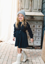 Load image into Gallery viewer, Lil Legs Denim Collar Ruffle Sweatshirt - Navy Print