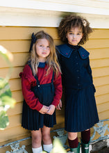 Load image into Gallery viewer, Lil Legs Denim Collar Ruffle Sweatshirt - Vintage Red