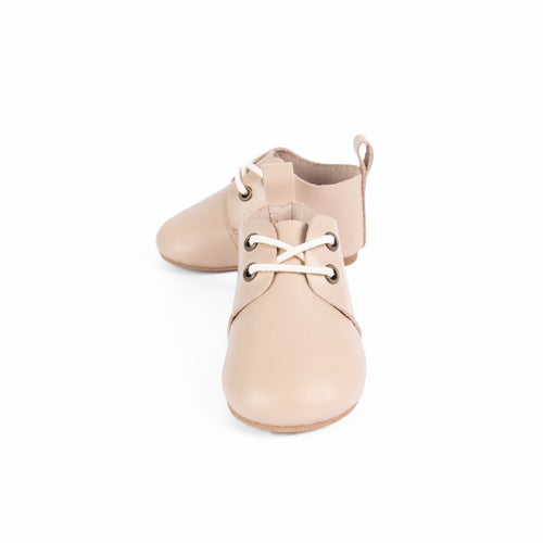 Camille Waverly Baby Lace Tie Shoes - Blush *HARD & SOFT SOLE*