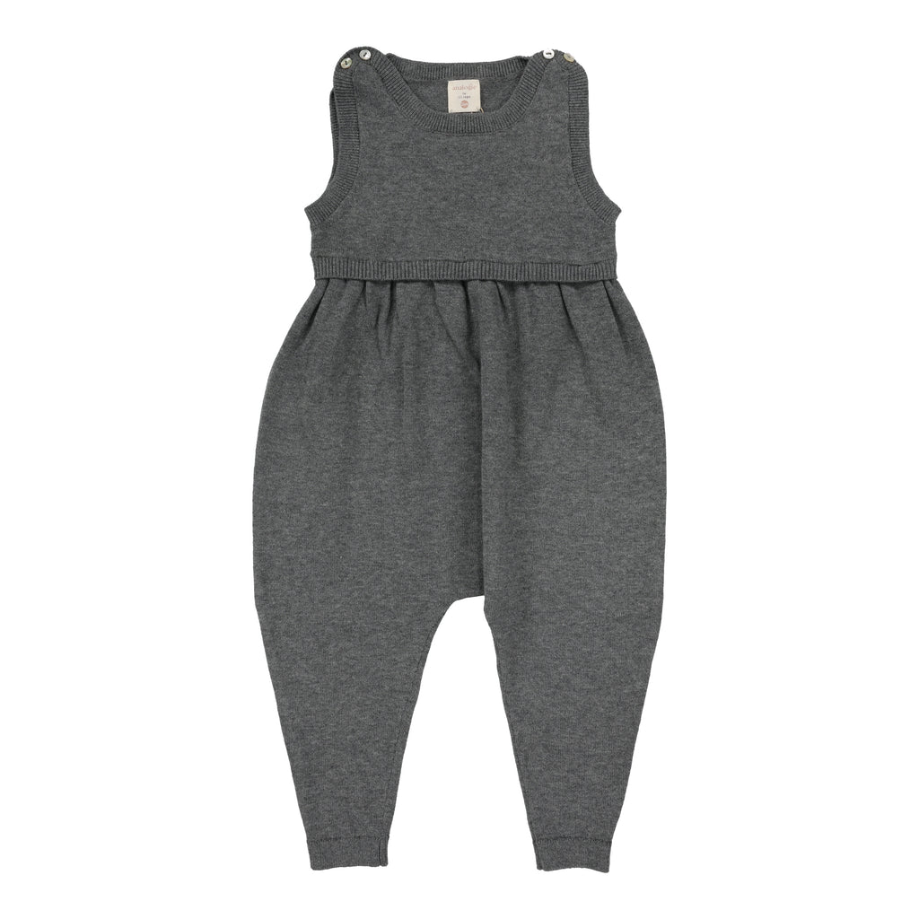 Lil Legs Knit Overalls - Mid Grey