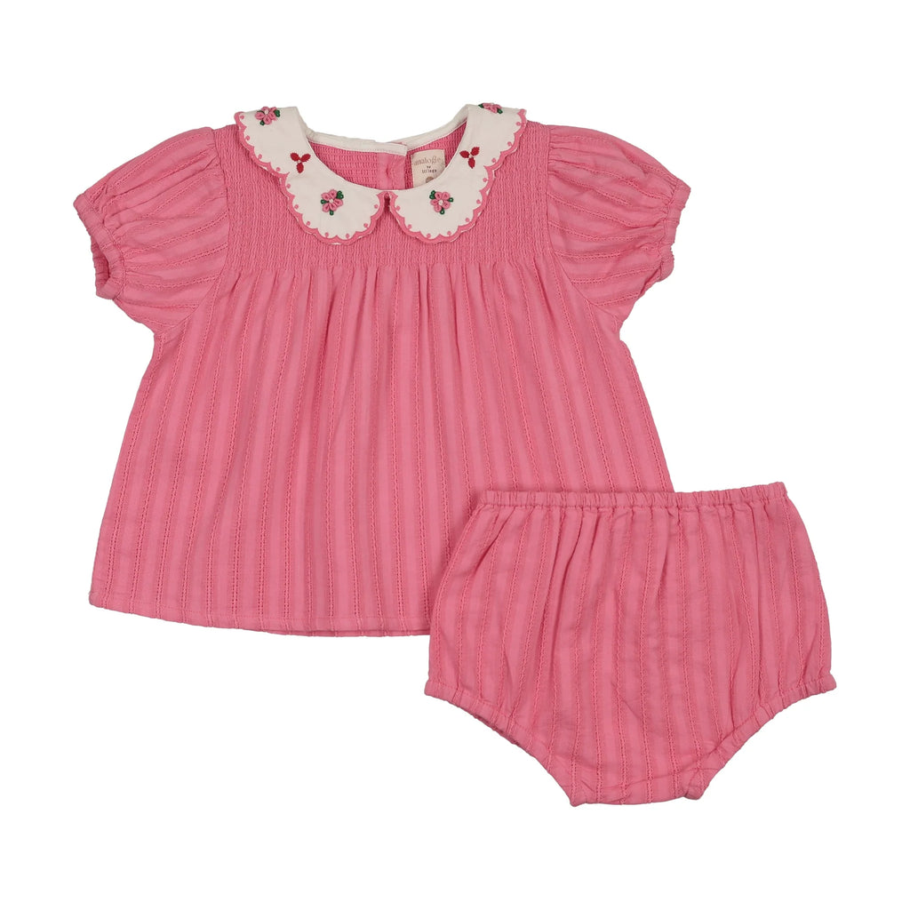 Lil Legs Downtown Smocked Set - Fresh Pink