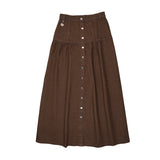 Urban Edge Denim Drop Waist Skirt - Brown