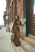 Load image into Gallery viewer, Urban Edge Denim Drop Waist Skirt - Brown