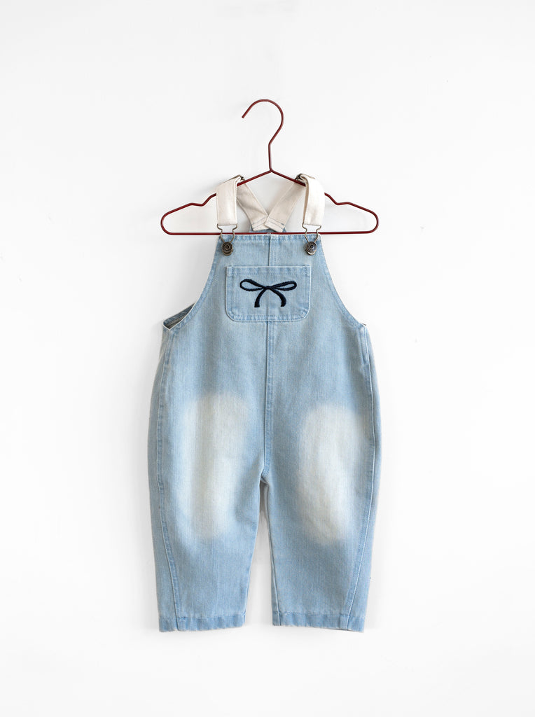 Please Mom Denim Bow Barrel Overalls *RUNS SMALL*