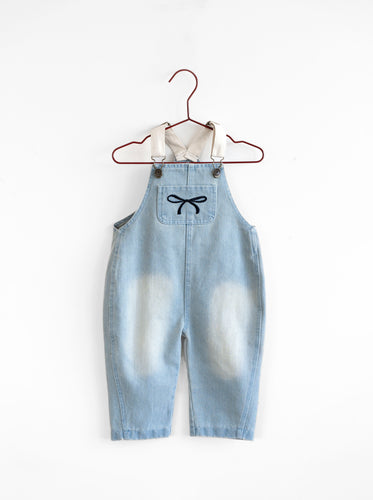 Please Mom Denim Bow Barrel Overalls *RUNS SMALL*