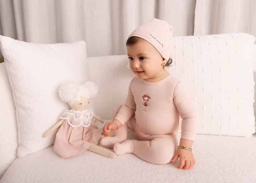 Mini Label Doll Footie And Hat - Pink