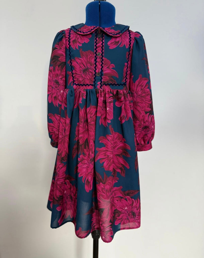 Christina Rhode Dress (1150) - Blue/Pink Floral