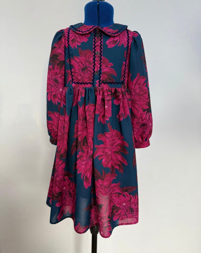 Christina Rhode Dress (1150) - Blue/Pink Floral