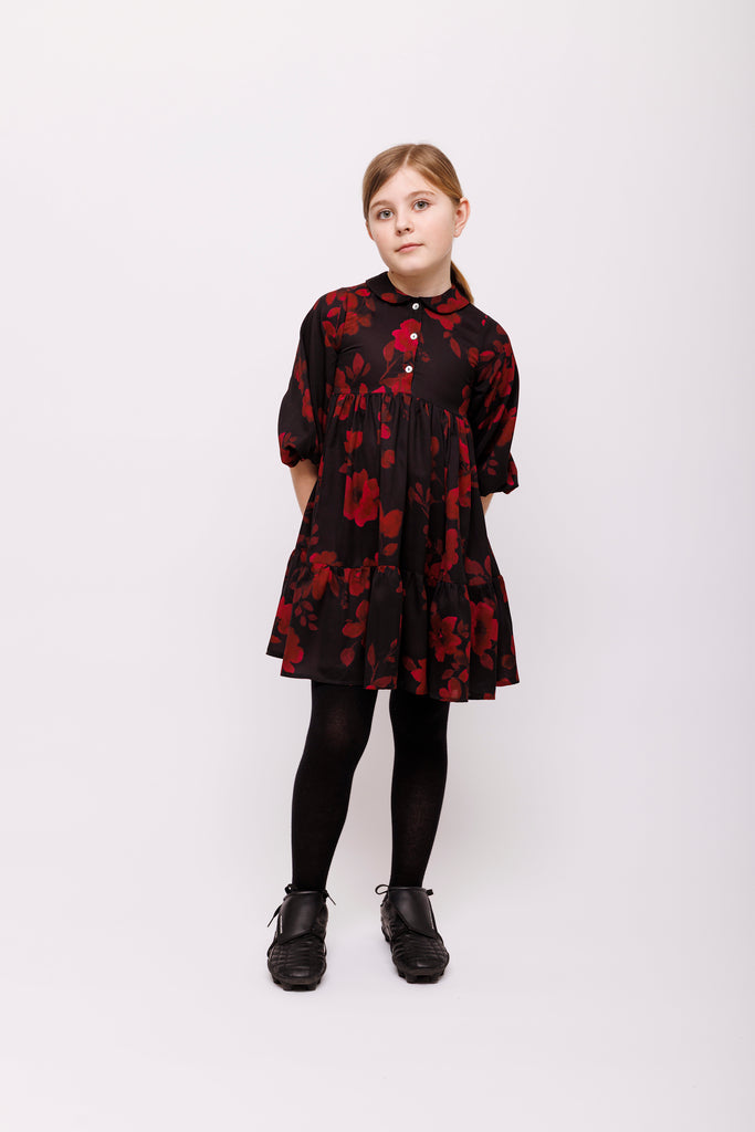 Christina Rhode Dress (1166) - Black/Burgundy
