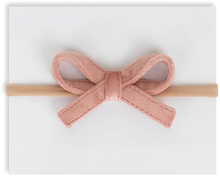 Load image into Gallery viewer, Adora Mini Dusty Pink Velvet Bow Headband