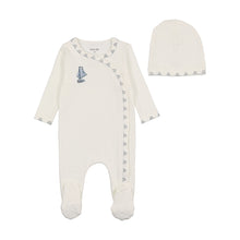 Load image into Gallery viewer, Bee &amp; Dee Dutch Baby Boy Footie &amp; Beanie - Chalk White