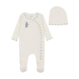 Bee & Dee Dutch Baby Boy Footie & Beanie - Chalk White
