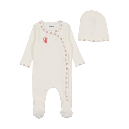 Bee & Dee Dutch Baby Girl Footie & Beanie - Chalk White