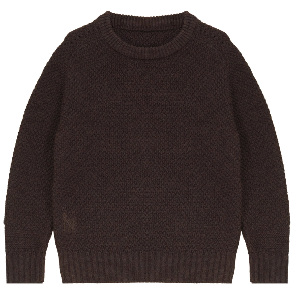 Calla Lili Boys Knit Round Neck Sweater - Brown