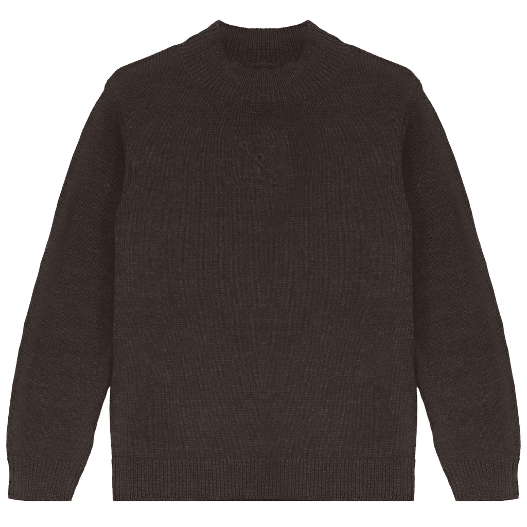 Calla Lili Girls Mockneck Embossed Sweater And Tweed Skirt With Drawstring - Grey/Brown