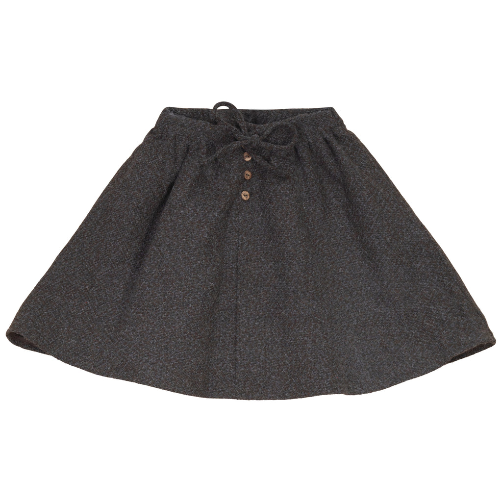 Calla Lili Girls Mockneck Embossed Sweater And Tweed Skirt With Drawstring - Grey/Brown