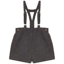 Load image into Gallery viewer, Calla Lili Boys Tweed Shorts With Suspenders - Grey/Brown
