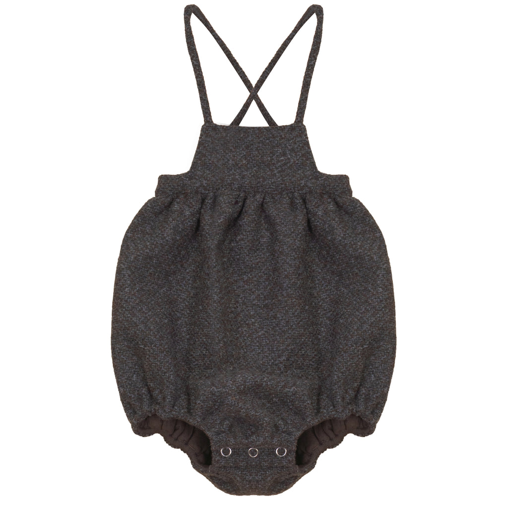 Calla Lili Girls Tweed Romper - Grey/Brown