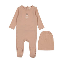 Load image into Gallery viewer, Lil Legs Embroidered Footie and Beanie Set - Pink Doll