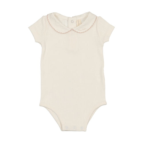 Lilette Edged Collar Onesie - Winter White/Blush