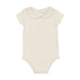 Lilette Edged Collar Onesie - Winter White/Blush
