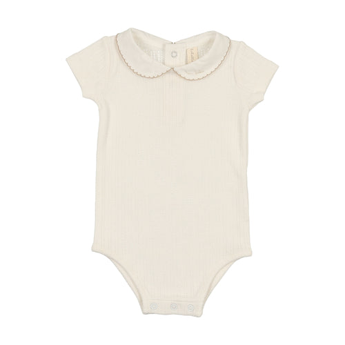Lilette Edged Collar Onesie - Winter White/Oat