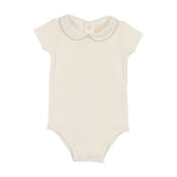 Lilette Edged Collar Onesie - Winter White/Oat