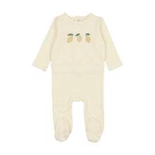 Load image into Gallery viewer, Lil Legs Embroidered Fruit Footie &amp; Bonnet - Ivory/Lemon