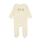 Lil Legs Embroidered Fruit Footie & Bonnet - Ivory/Lemon