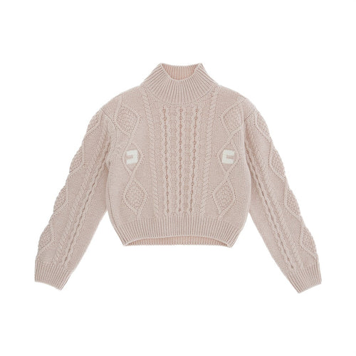 Elisabetta Franchi Sweater With Diamond Pattern - Nude/Milk