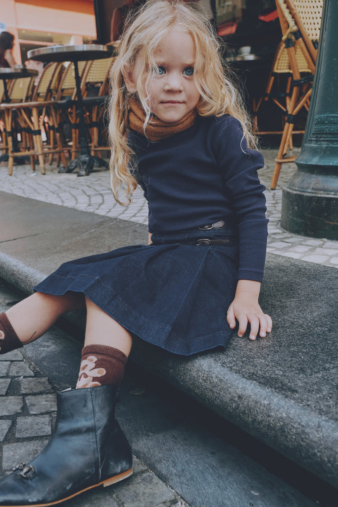 Madeline Girls Pleated Denim Skirt