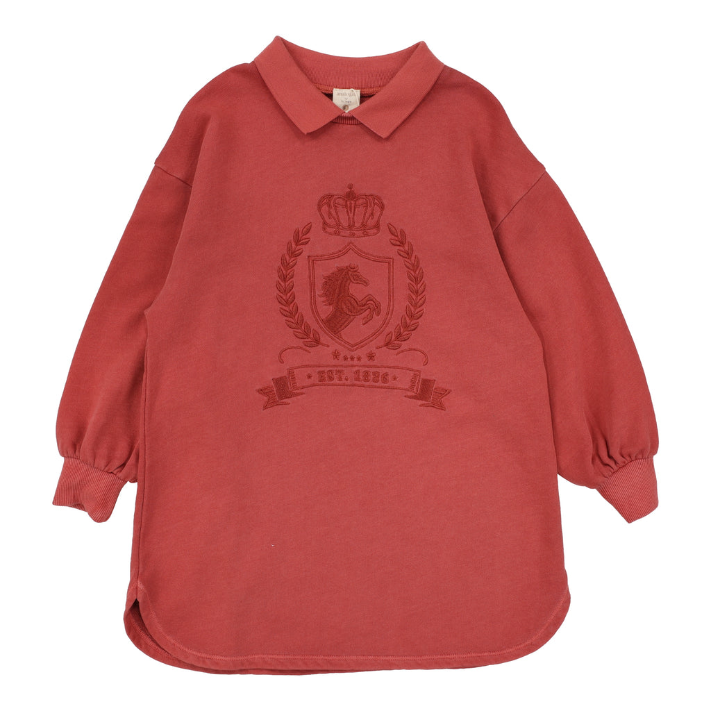 Lil Legs Emblem Sweatshirt Dress - Mineral Red