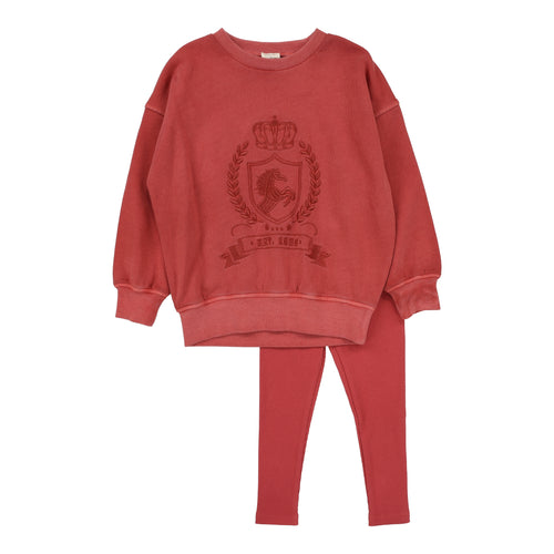Lil Legs Emblem Sweatshirt Set - Mineral Red