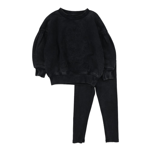 Lil Legs Emblem Sweatshirt Set - Black Wash
