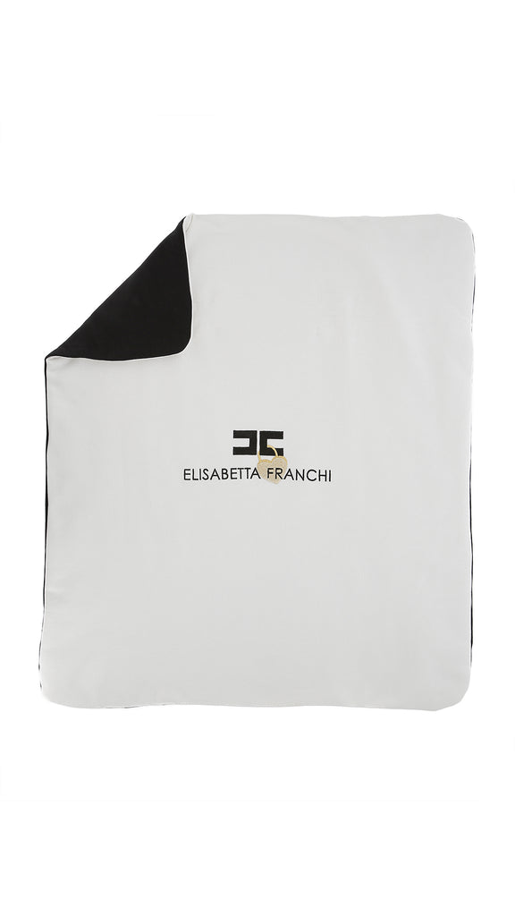 Elisabetta Franchi Embroidered Logo Padlock Blanket - Ivory/Black/Black-Gold