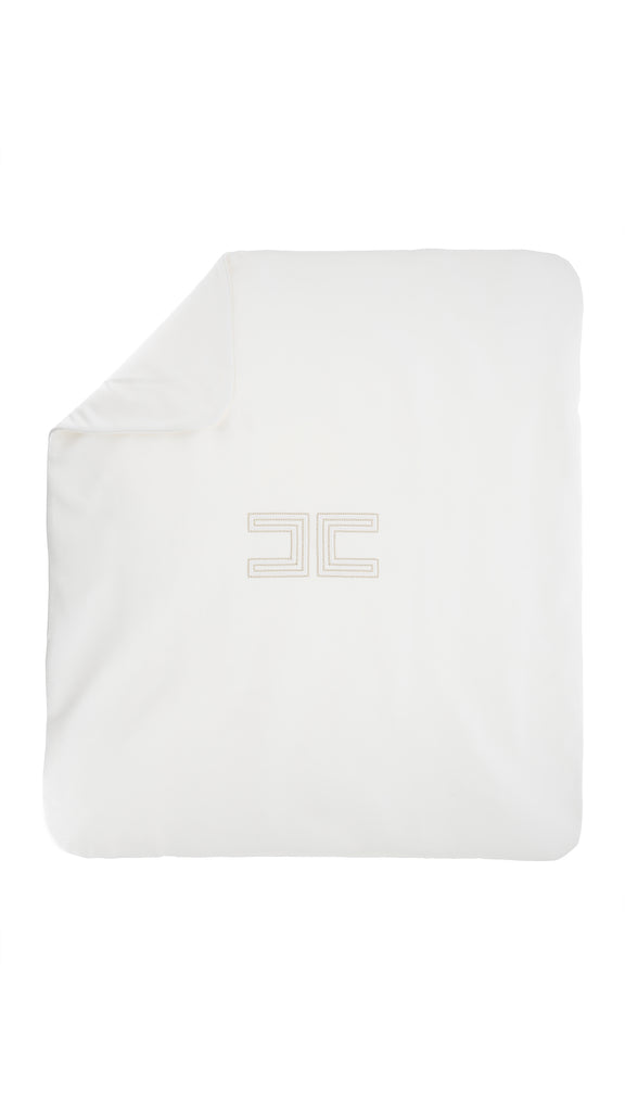 Elisabetta Franchi CC Embroidered Sweatshirt Blanket - Ivory/Gold