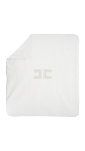 Elisabetta Franchi CC Embroidered Sweatshirt Blanket - Ivory/Gold